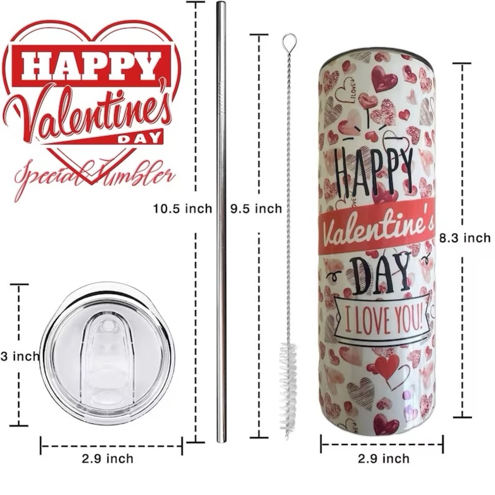 VALENTINE'S DAY GIFT Special Designed Tumbler Mug with Lid and Straw